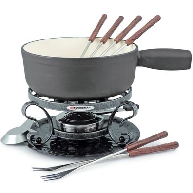 Swissmar Käsefondue Set Induktion Gusseisen 24cm schwarz 9-teilig für 6 Personen