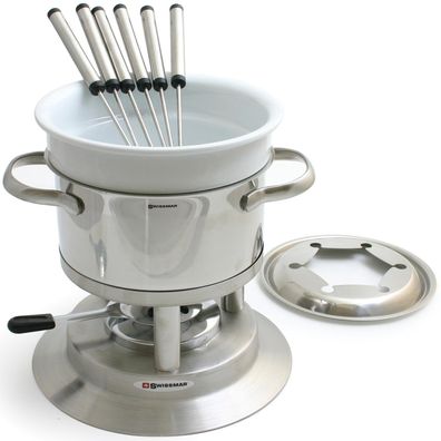 Swissmar Fondue Set 20 cm Edelstahl Keramik Fonduetopf 11-teilig für 6 Personen