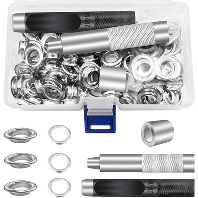 Ösenwerkzeuge, 12 mm Metall-Ösen-Sets, Silber (1/2 Zoll)