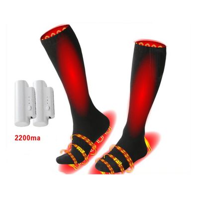 Lange wiederaufladbare Heizsocken aus reiner Baumwolle für Herren und Damen, schwarz