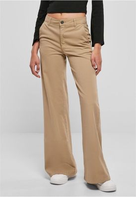 Urban Classics Damen Hose Ladies High Waist Wide Leg Chino Pants