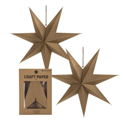 2er Set faltbare 60cm große Kraftpapier Sterne Weihnachtsstern Deko mit Schlaufe