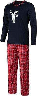 Schlafanzug Damen Lang Pyjama Baumwolle Zweiteiliges Set Langarm Weihnachtspyjama