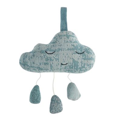 SEBRA Wolke Regen Spieluhr blau musical pull toy Strick gestrickt Musikuhr Baby