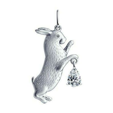 Kettenanhänger 925 Silber Silberanhänger Hase m Swarovski Kristall Echtschmuck