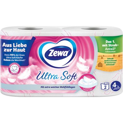 Zewa Toilettenpapier Ultra Soft mit weichen Wohlfühllagen 4lagig 2er