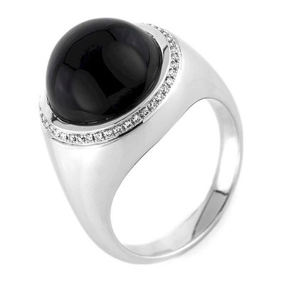 Luna Creation - Ring - Weißgold 18K - Diamant 0.18ct Onyx - 1A644W854-1 - Weite 54