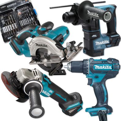 Makita Akku-Combo Set 18V Handkreissäge Winkelschleifer Bohrhammer Schrauber