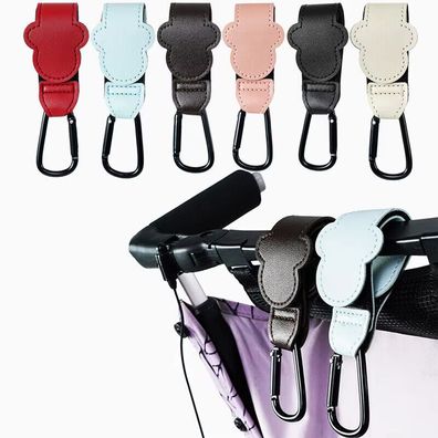 1/2 Stück PU Leder Kinderwagen Haken Babytasche Wickelrücksack Organizer