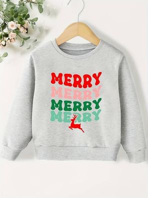 Kleinkind Baby mit Weihnachtsmotivdruck Pullover Rosa, Grau, Schwarz Gr.62-140