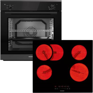 Oranier Backofen Set 5 Funktionen Einbauherd autark Kochfeld 60 cm & Bräterzone