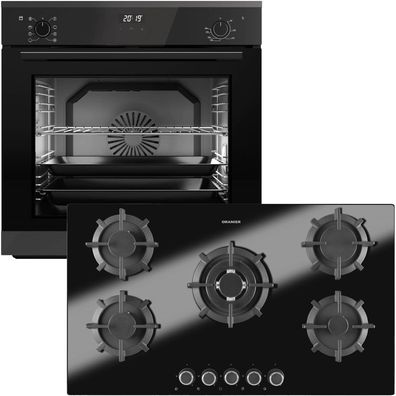 Oranier Einbau Backofen Set 9 Funktionen SoftClose autark mit 90 cm Gas-Kochfeld