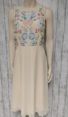 Abendkleid Bestickt Chiffon Heine Beige Größe 40