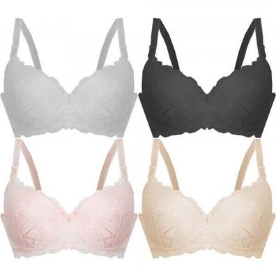 Damen Push-up Bügel BH Gepolstert Mit Spitze mehrere Farben Cup E 95-105