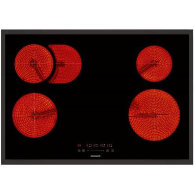 Oranier Glaskeramik-Kochfeld 80 cm autark Bräterzone Slider mit schwarzem Rahmen