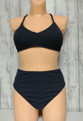 Bikini Set Dunkelblau CUPSHE Mit Kunst Perlen verziert Größe M 40/42, L 44/46