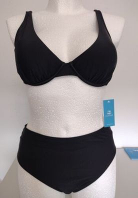 Damen Bikini Set CUPSHE Schwarz mit Bügeln Größe M (40/42)