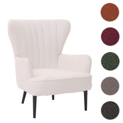 Lounge-Sessel HWC-K37, Cocktail-/Ohrensessel Vintage Stoff Bouclé (600g/m²) Öko-Tex