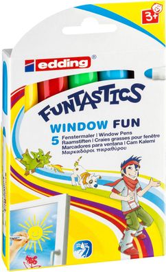 edding 16 Funtastics Window Fun Kinderfenstermaler sortiert (5er Faltschachtel)