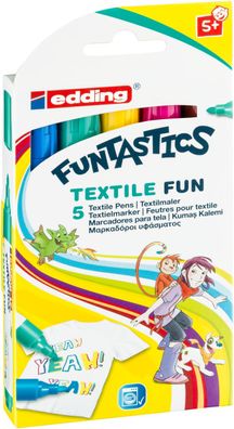 edding 17 Funtastics Textile Fun Kindertextilmaler sortiert (5er Faltschachtel)