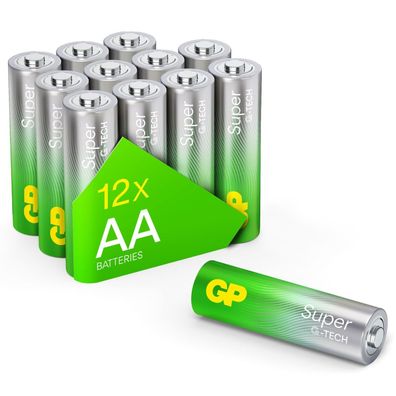 12 Stück GP Super Alkaline Batterien AA Mignon LR06 LR6 1,5V Batterie MN1500