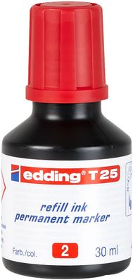 edding T 25 Permanentmarker Nachfülltinte rot 30 ml