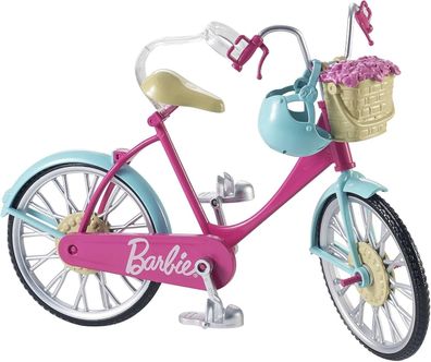 Barbie Fahrrad DVX55 mit Blumenkorb in Rosa für Kinder bewegliche Räder