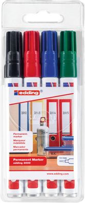 edding 3000 Permanentmarker sortiert (4er Set)