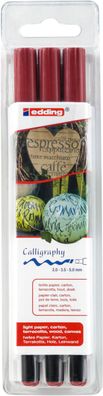 edding 1255 Kalligrafiestift karmesin 2 bis 5 mm (3 Blister)