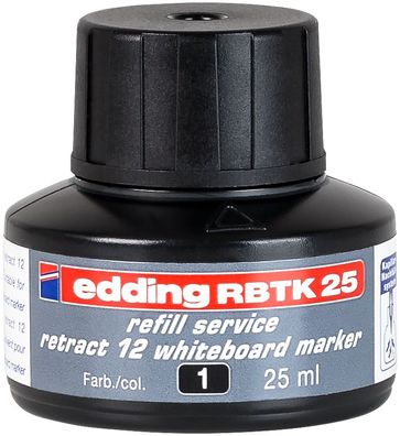 edding RBTK 25 Whiteboardmarker retract 12 Nachfülltinte schwarz 25 ml