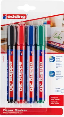 edding 30 Brilliant Papiermarker sortiert (4er Blister)