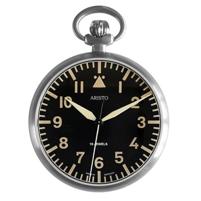 Aristo TAU-9 Taschenuhr mit Kette, Sellita-Werk Handaufzug, Leuchtziffern- und Z