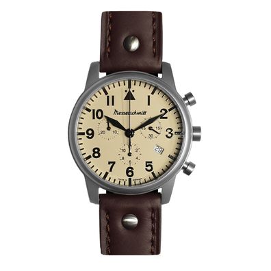 Messerschmitt Herren Armbanduhr Fliegeruhr ME-4544-BL Chronograph Lederband