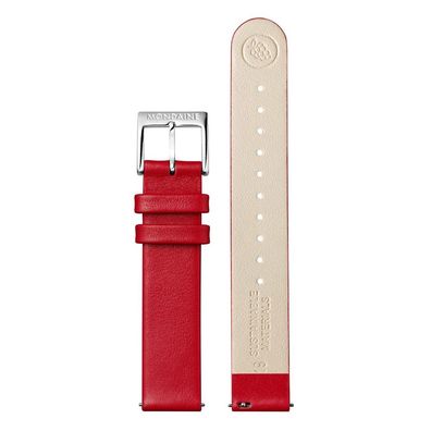 Mondaine Ersatzband, Rot Stegbreite 18mm Wechselband Veganes-Trauben-Leder