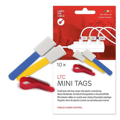 Label-The-Cable Mini, LTC 2530, 10er Set mix (4x rot, 3x blau, 3x gelb)