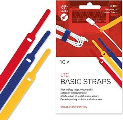 Label-The-Cable Basic, LTC 1130, 10er Set mix (3x gelb, 3x blau, 4x rot)