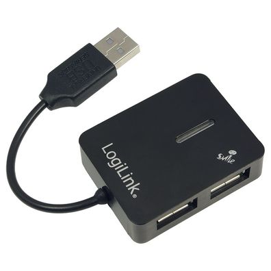 LogiLink USB 2.0 Hub 4 Port Smile schwarz (1er Blister)
