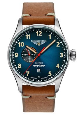 Bauhaus Herren-Fliegeruhr CT-BHA Tornado Automatik Braun/Blau 2764-3