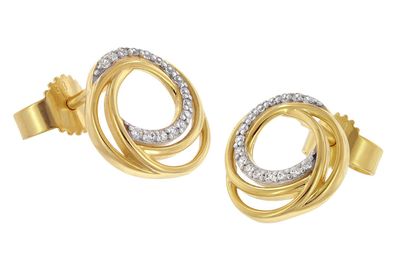 GLIZZ Schmuck Damen-Ohrringe Knoten Ohrstecker Gold 333/8K mit Zirkonias GL8677