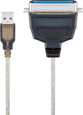 goobay Druckerkabel 36 Pin Centronics Stecker Parallel auf USB transparent 1,5 m