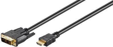 goobay HDMI/DVI D Kabel 19 polig HDMI Stecker auf DVI D 18 + 1 Stecker vergoldet 1 m