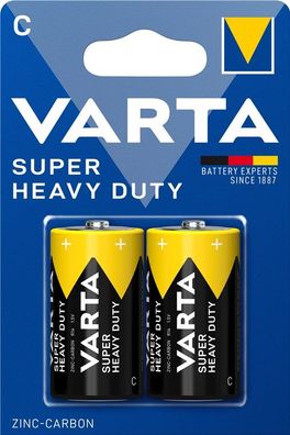 Varta Super Heavy Duty Zinkchlorid Batterie R14/C Baby 1,5 V (2er Blister)