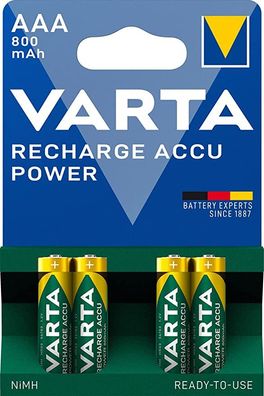 Varta Ready to Use LSD NiMH Akku AAA Micro/HR03 800 mAh 1,2 V (4er Blister)