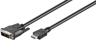 goobay HDMI/DVI D Kabel 19 polig HDMI Stecker auf DVI D 18 + 1 Stecker schwarz 5 m