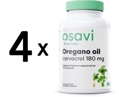 4 x Oregano Oil Carvacrol, 180mg - 120 enteric caps