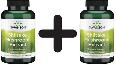 2 x Shiitake Mushroom Extract, 500mg - 120 caps