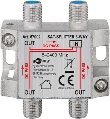 goobay Sat Verteiler 3 fach 5 bis 2450 MHz (Bulk)