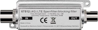 goobay LTE/4G Sperrfilter Koax Stecker auf Koax Buchse (Bulk)