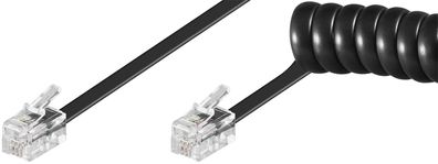 goobay Telefonhörer Spiralkabel 2 x Modularstecker RJ10 4P4c schwarz 2 m