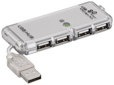 goobay 4 fach USB 2.0 Hi-Speed HUB/Verteiler grau (1er Blister)